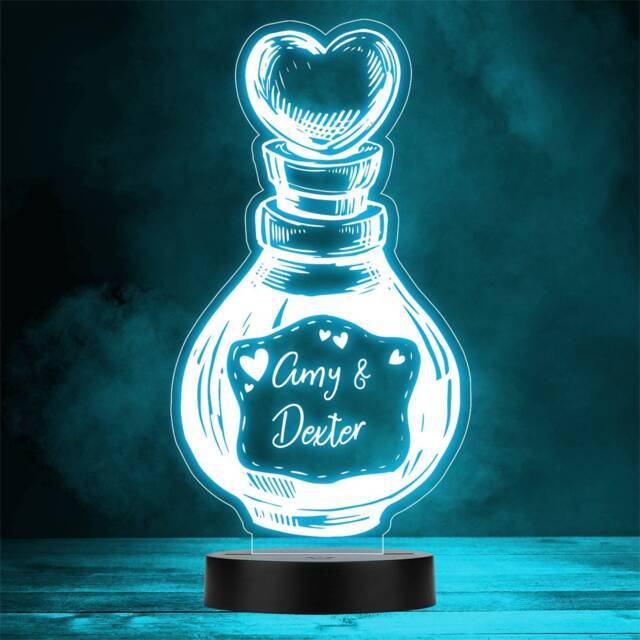Love Potion Elixir Valentine's Day Personalised Gift Colour Changing Night Light - image 1