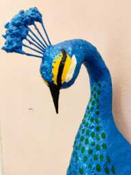 Peacock Paper M??ch?? Wall Mount Sculpture, Colorful Handmade Bird Decor, Jade - thumbnail 1