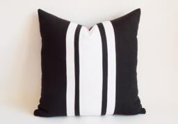 Black & White Cotton Canvas Throw Pillow Cover - 18x18 Inch - thumbnail 1