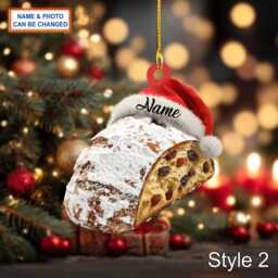 Custom Name Cake Stollen Germany Sweet Personalized Ornament, Christmas Tree Hanging Decor, 2D Flat Acrylic Ornament Holiday Gift - thumbnail 2