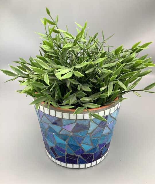 Handcrafted Mosaic Pot With Glass Tiles - Unique Cylinder Design & Custom Patterns - image 1