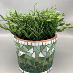 Handcrafted Mosaic Pot With Glass Tiles - Unique Cylinder Design & Custom Patterns - thumbnail 2