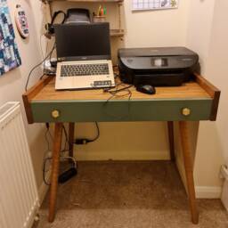 Writing Desk, Low Back Simple Vintage Desk/Computer Desk/ Solid Wood Scandi Retro Industrial Tapered Legs Bespoke Sizes - thumbnail 4