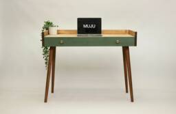 Writing Desk, Low Back Simple Vintage Desk/Computer Desk/ Solid Wood Scandi Retro Industrial Tapered Legs Bespoke Sizes