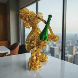 Pop Art Sculpture - Chrome Money Art Alec Monopoly - Luxury Home Decor Bear Sculoture - thumbnail 1