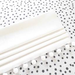 White Roman Blind With Pom Trim & Blackout Lining