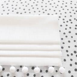 White Roman Blind With Pom Trim & Blackout Lining - thumbnail 2
