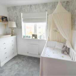 White Roman Blind With Pom Trim & Blackout Lining - thumbnail 3