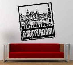 Famous Destination Amsterdam Stamp Wall Decal Sticker Vinyl Mural Leaving Bedroom Room Home Decor Free Shipping L323 - thumbnail 1