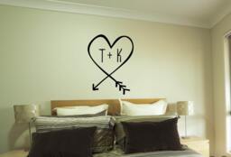 Heart Arrow With Initals - Wall Decal Vinyl Decor Love Sticker Bedroom Home - thumbnail 1