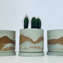 Handmade Concrete Plant Pot Desert Sand Dune Design - thumbnail 2