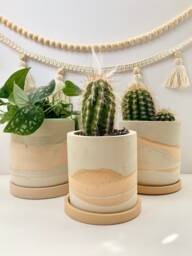 Handmade Concrete Plant Pot Desert Sand Dune Design