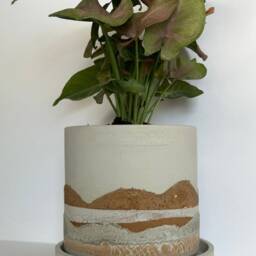 Handmade Concrete Plant Pot Desert Sand Dune Design - thumbnail 3