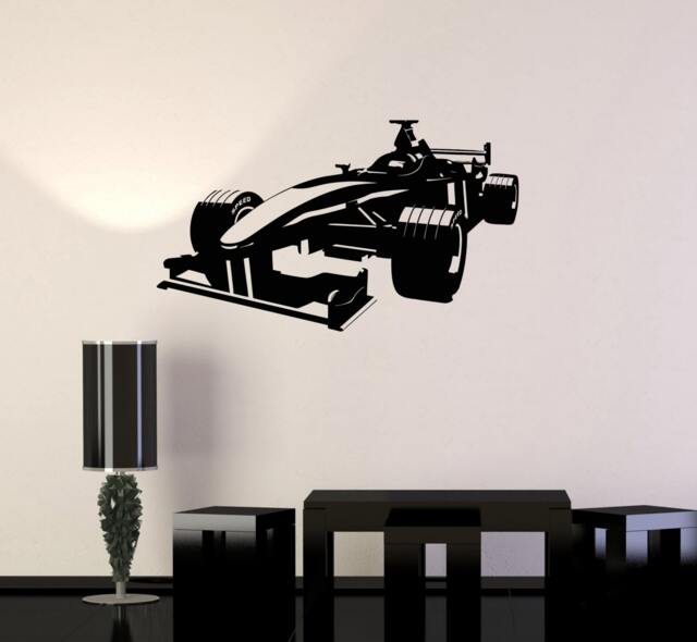 Wall Vinyl Decal Car Racing Formula Race Garage Man Cave Decor Cool Auto Body Shop Kid's Room - #1030Di - image 1