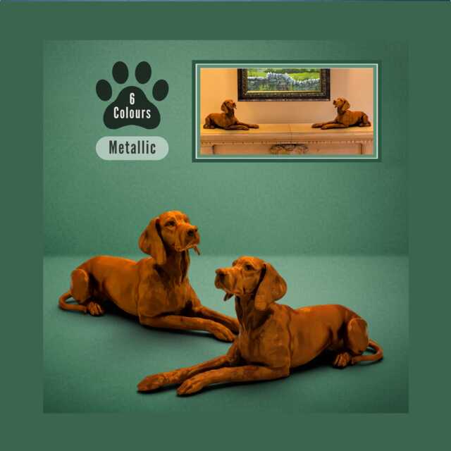 Personalised Pair Hungarian Vizsla's, Metallic Finish Statues, Ornaments, Bookends - Dog Lovers Gifts, Memorial Keepsakes - image 1
