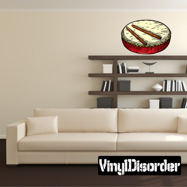 Chinese Instrument Scroll Wall Decal - Fabric Vinyl Removable & Reusable Chineseinstrumentuscolor007Et