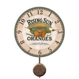 Handcrafted Orange Fruit Clock With Pendulum - thumbnail 1