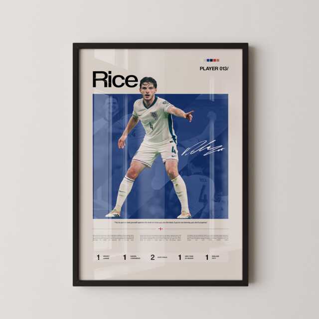 Declan Rice England Midfield Poster, Football Wall Art, Soccer Print, Stats Gift - image 1