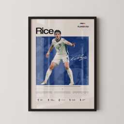 Declan Rice England Midfield Poster, Football Wall Art, Soccer Print, Stats Gift - thumbnail 1