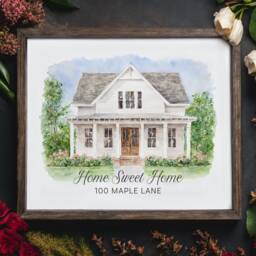 Custom Home Portrait, Watercolor House Painting, Realtor Gift, Print, Watercolor, Housewarming - thumbnail 2