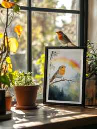 Forever Remembered Robin Memorial Print Rainbow Sympathy Gift - thumbnail 1
