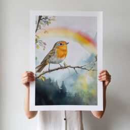 Forever Remembered Robin Memorial Print Rainbow Sympathy Gift - thumbnail 3
