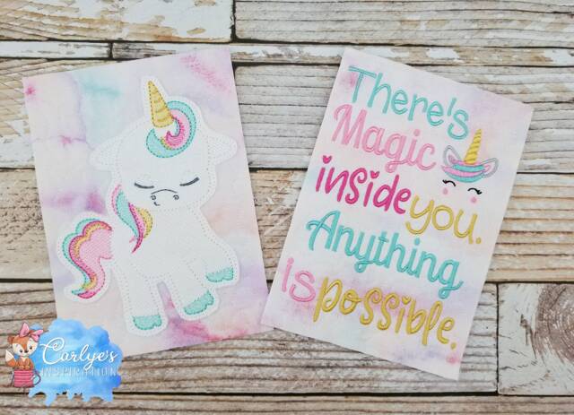Unicorn Light Fill Applique & Wording Bundle Storybook Pillow Designs - 5x7 Design Includes 2 Digital Designs Magical - image 1