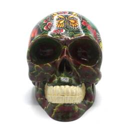 Hand Made Resin Skull, Hand Painted, Skull Art, Homeware, Local Bali Scenes, Butterflies - thumbnail 2