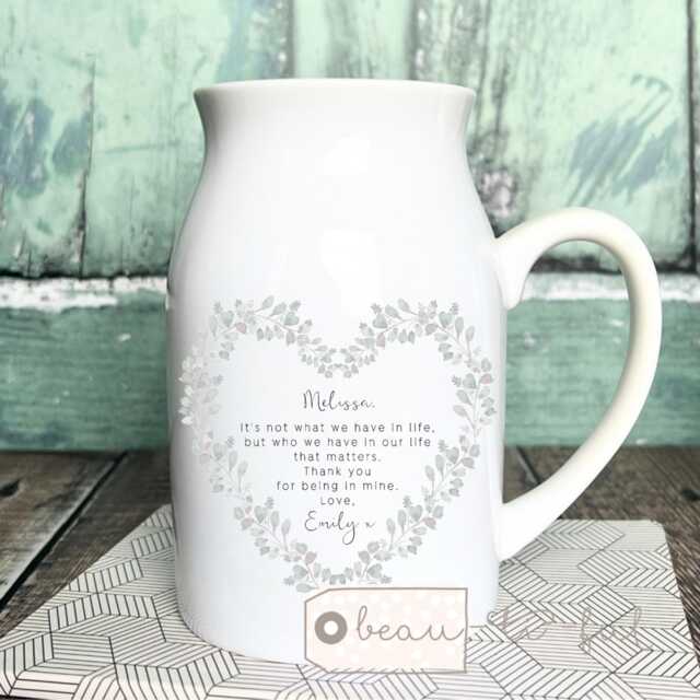 Personalised Friend Gift Thank You Ornament It's Not What We Have Greenery Heart Small Jug Mug Vase Decoration Keepsake Friendship - image 1
