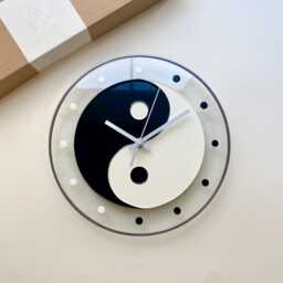 Yin Yang Glass Wall Clock Feng Shui Spiritual Decor - thumbnail 2