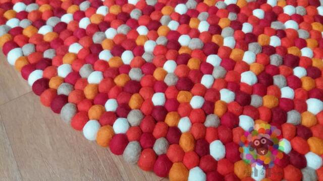 Handmade Felt Ball Rug Nepal Wool Pom Carpet - image 1