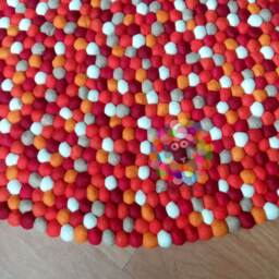 Handmade Felt Ball Rug Nepal Wool Pom Carpet - thumbnail 3