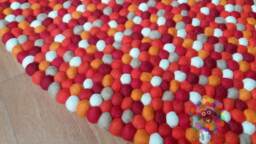Handmade Felt Ball Rug Nepal Wool Pom Carpet - thumbnail 1