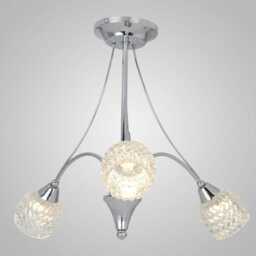 Rachael 3-Arm Chrome Ceiling Light - Clear Glass Shades Modern Semi-Flush Pendant Lighting Fixture - thumbnail 2