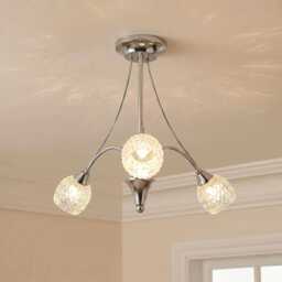 Rachael 3-Arm Chrome Ceiling Light - Clear Glass Shades Modern Semi-Flush Pendant Lighting Fixture
