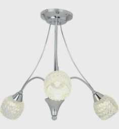 Rachael 3-Arm Chrome Ceiling Light - Clear Glass Shades Modern Semi-Flush Pendant Lighting Fixture - thumbnail 3