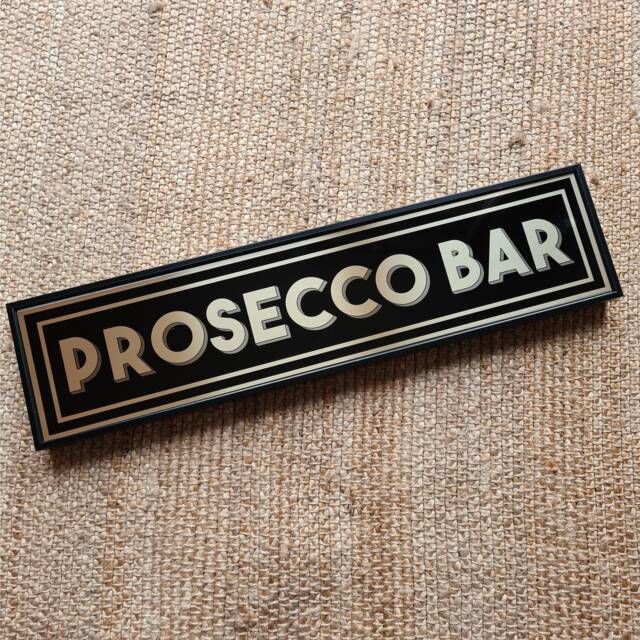 Gold Prosecco Bar Sign Framed Metal Print, Gallery Wall Art - image 1
