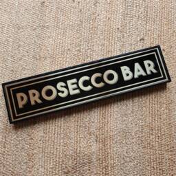 Gold Prosecco Bar Sign Framed Metal Print, Gallery Wall Art - thumbnail 1