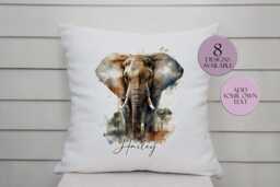 Personalised Elephant Cushion - Throw Pillow Wildlife Gift Safari Home Decor