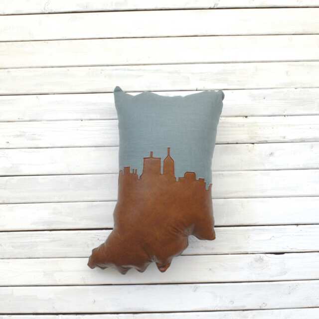 Indiana Decor // Indianapolis Skyline Silhouette Pillow State Shaped Gift - image 1