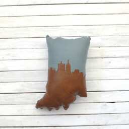 Indiana Decor // Indianapolis Skyline Silhouette Pillow State Shaped Gift - thumbnail 1