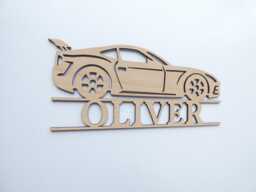 Racing Car Personalised Name Wall Decoration - Theme Children's Wooden Art Accessory Bedroom Decor Sports Race Speed - thumbnail 1