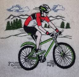 Towel/Bath Towel Cyclist Bicycle, Biking, Biker Embroidered With Motif & Name - thumbnail 1
