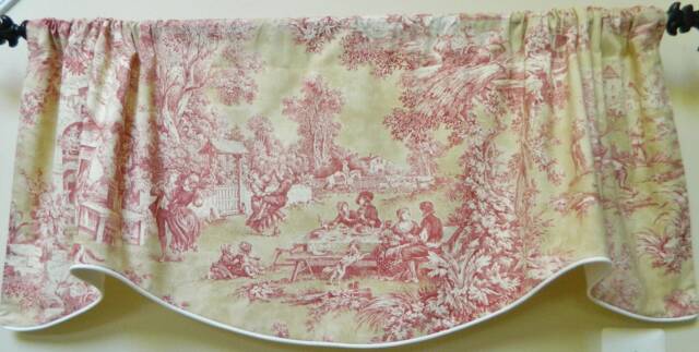 Portfolio Lutece Sundried Aka Kravet Scenic Window Valance Corded Lined Rod Pocket Scalloped French Country Made To Order - image 1