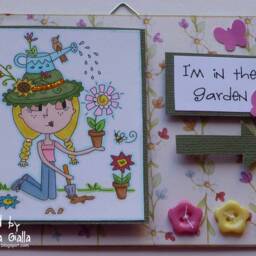 I'm in The Garden - Pretty Handmade Girly Wall Decor Plaque Sign With Adorable Gardener - thumbnail 2