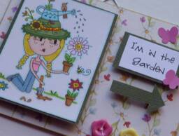 I'm in The Garden - Pretty Handmade Girly Wall Decor Plaque Sign With Adorable Gardener - thumbnail 1