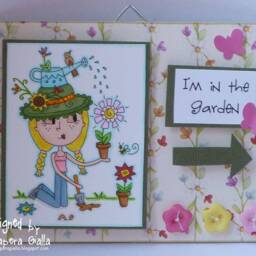 I'm in The Garden - Pretty Handmade Girly Wall Decor Plaque Sign With Adorable Gardener - thumbnail 4