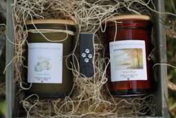 Coconut Soy Candle Gift Set Recycled Jars, Wooden Crate & Matches - thumbnail 1
