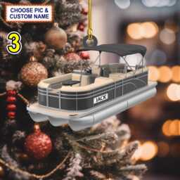 Custom Name Pontoon Boat Christmas Ornament, Tree Hanging Decor, Flat 2D Ornament Acrylic/ Wooden, Gift For Lover - thumbnail 3
