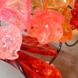 Floral Bouquet Wall Sconce Resin Flowers & Leaves, Romantic Lighting - thumbnail 2